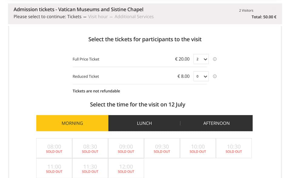 All slots for visiting the Vatican museums sold out