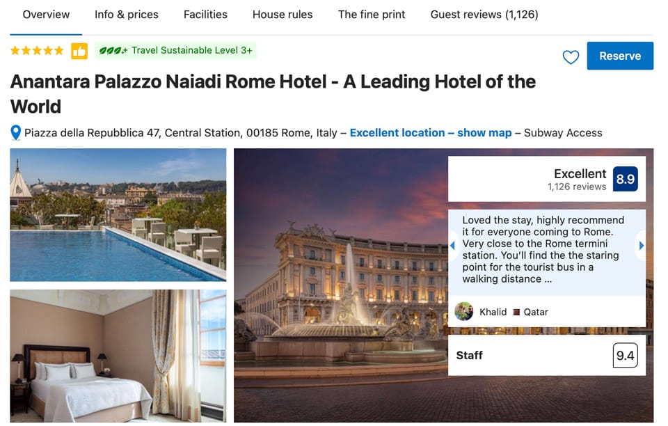 Anantara Palazzo Naiadi Rome Hotel near Termini Station