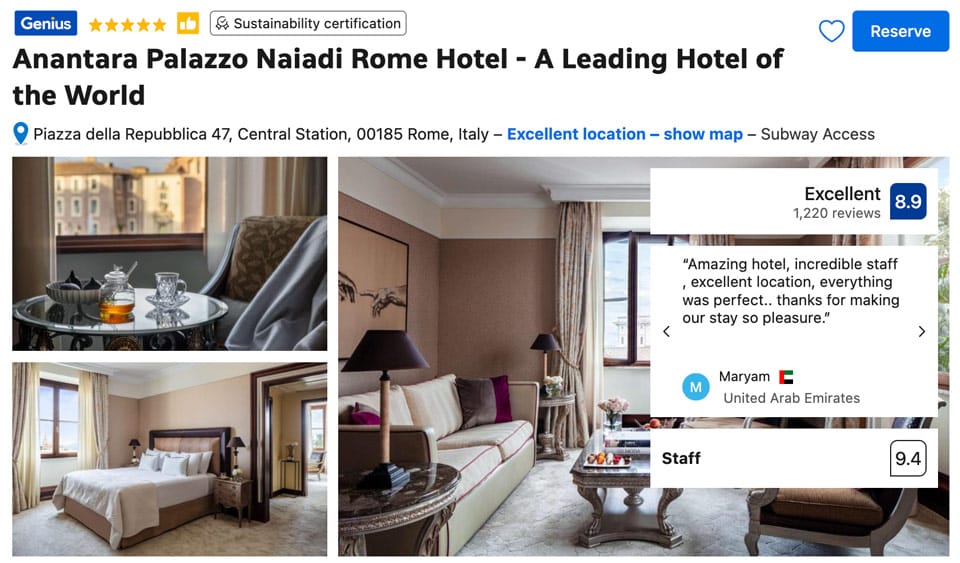Anantara Palazzo Naiadi best hotel in Rome with the view of Piazza della Repubblica