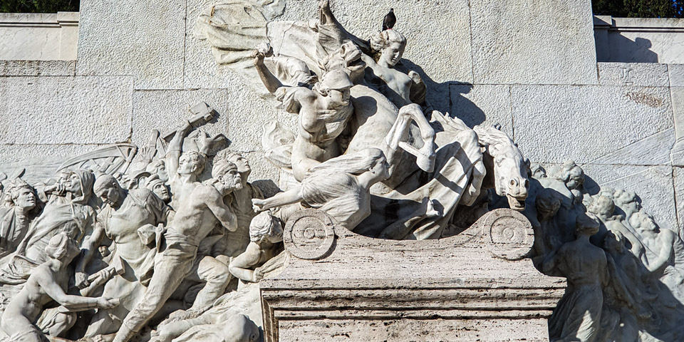 Bas reliefs of the monument to Giuseppe Mazzini in Rome
