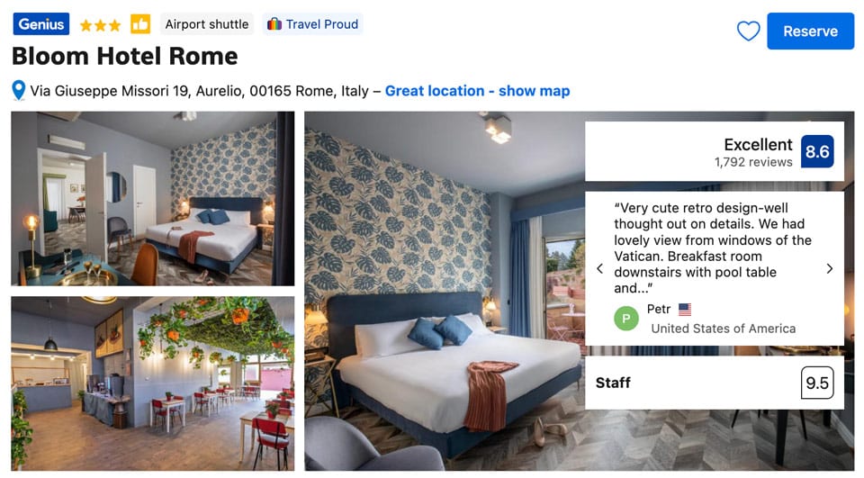 Bloom best hotel in Rome with the view of Vatican