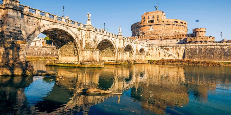 Castel San Angelo Bridge in Rome over Tiber 