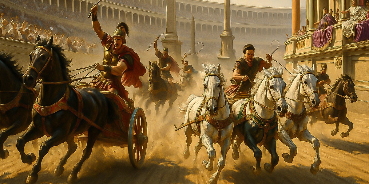 Chariot racing in the Circus Maximus Ancient Rome