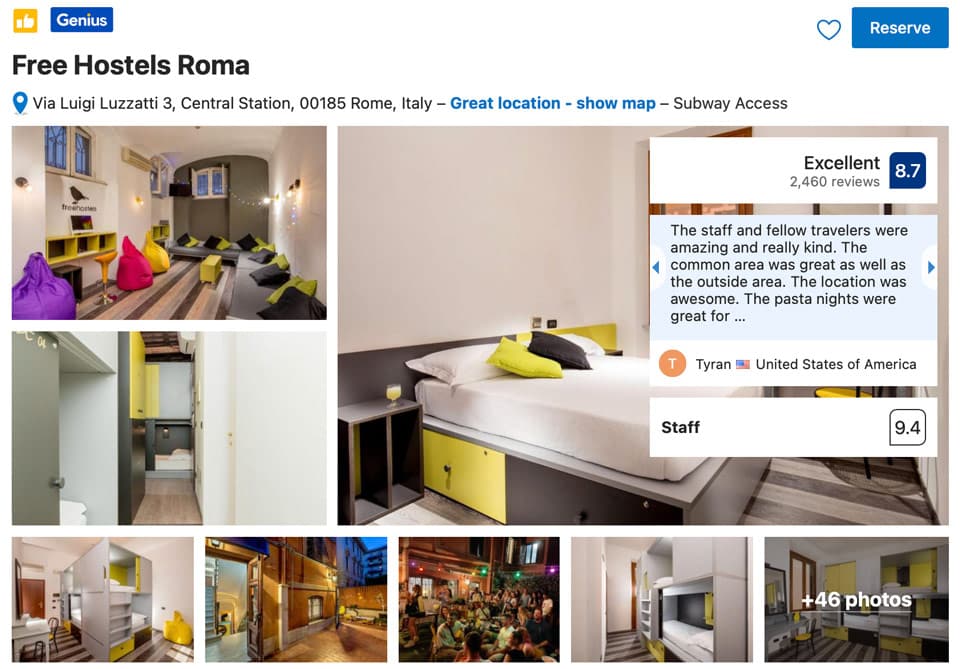 Pod-style dorm beds at Free Hostels Roma