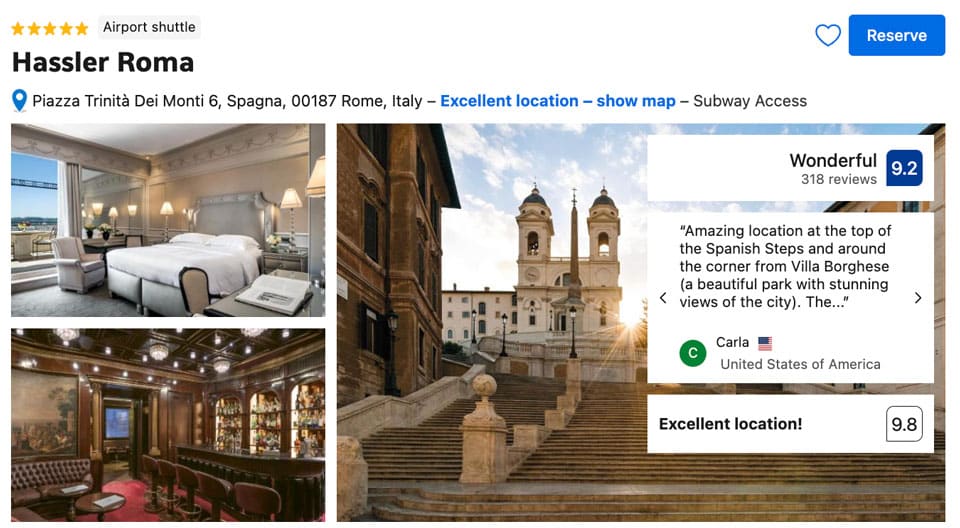 Hassler best hotel in Rome with the view of Spanish Steps