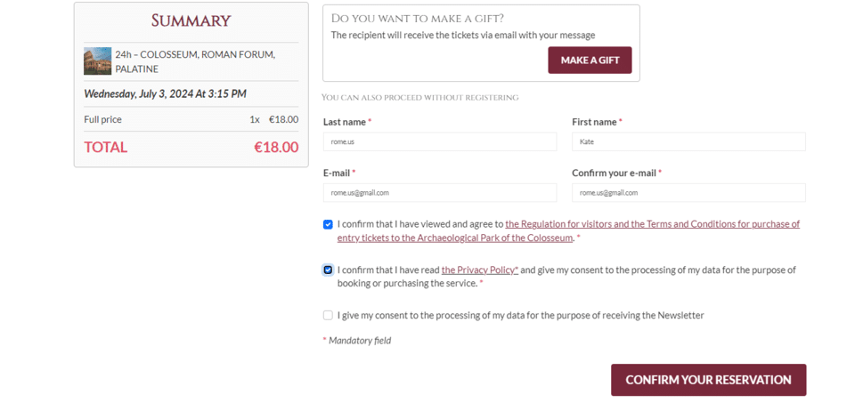 Instruction on how to buy tickets to the Colosseum