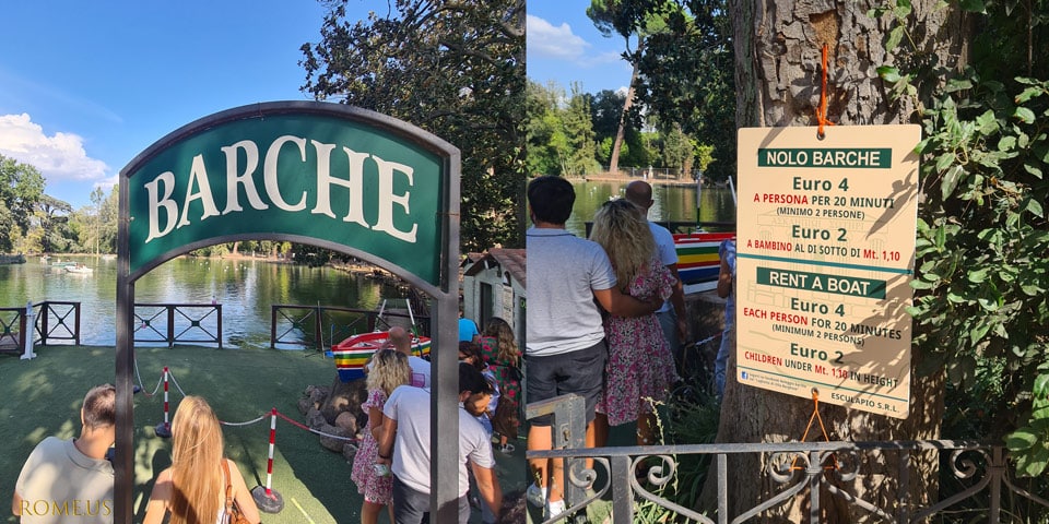 Rent boat point on the lake Borghese Gardens 