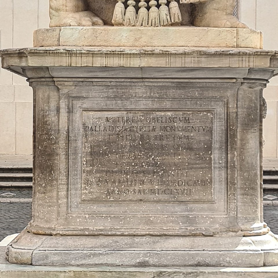 Latin inscription on the pedestal of Bernini's elephant and obelisk