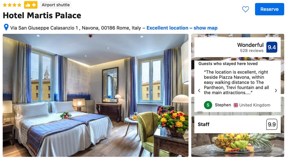 Martis Palace Hotel near Piazza Navona