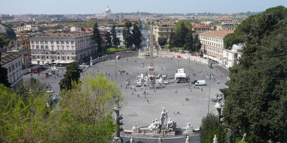 View on Piazza del Popolo from Pincian hill