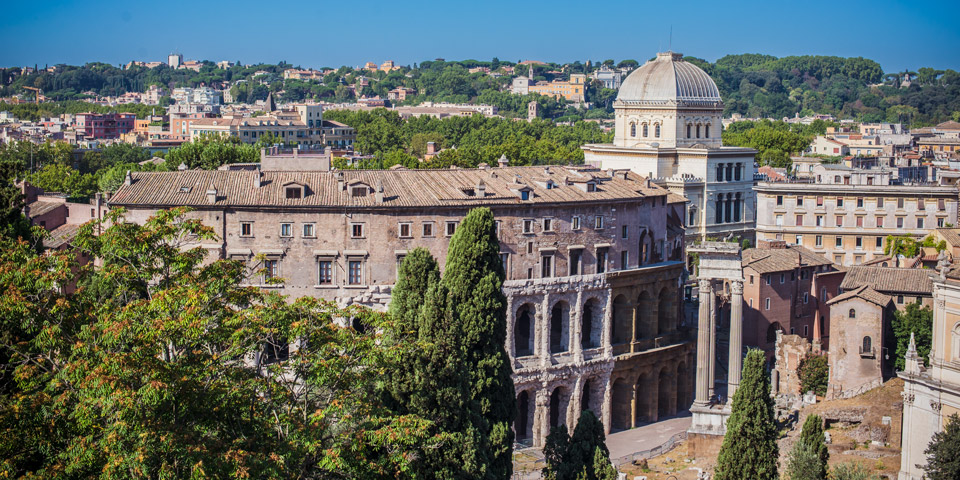 Terrazza Caffarelli Viewing Platform Capitoline Hill view of the Theatre of Marcellus the Synagogue and the Gianicolo Hill