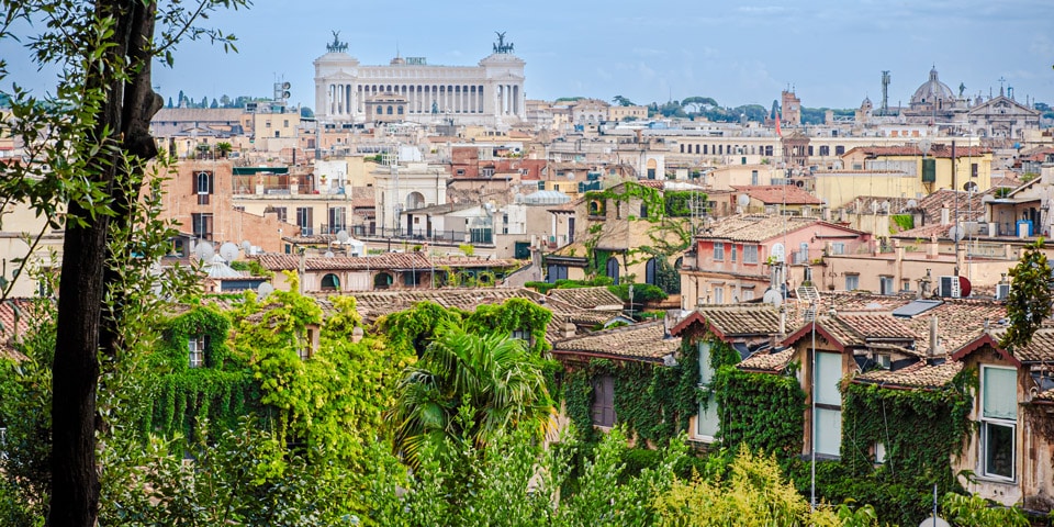 The Altar of the Fatherland view from villa Borghese
