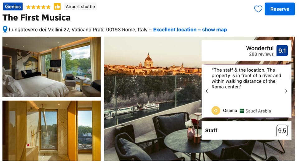 The First Musica best hotel in Rome with the view of Tiber River