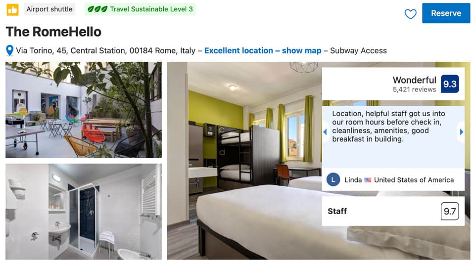 Shared lounge at The RomeHello hostel