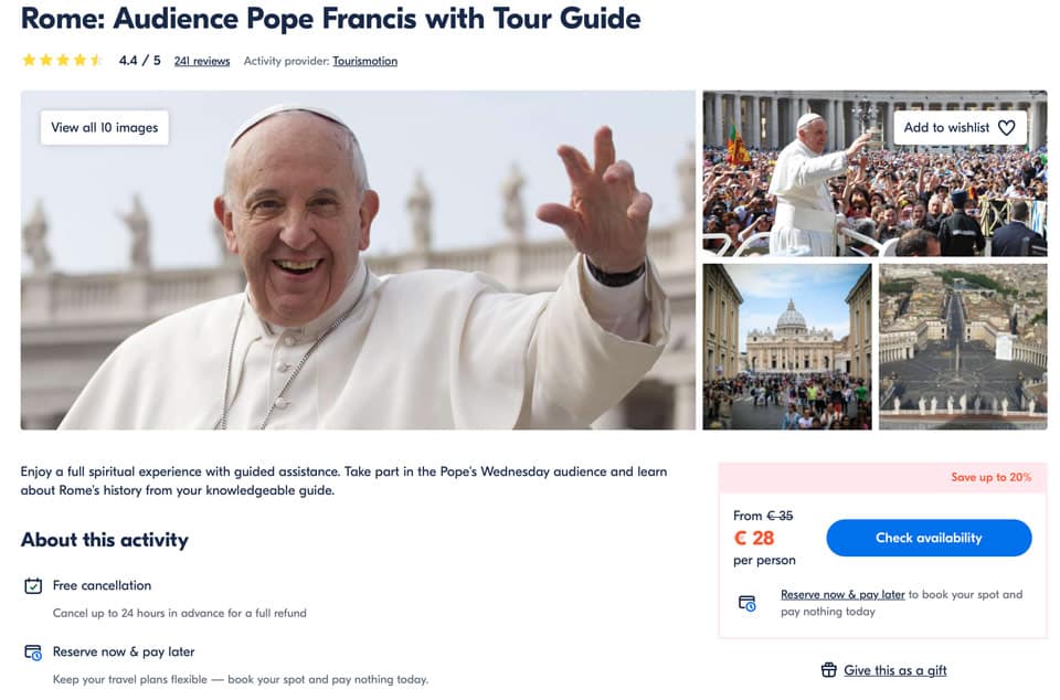 Vatican Audience Pope Francis with Tour Guide
