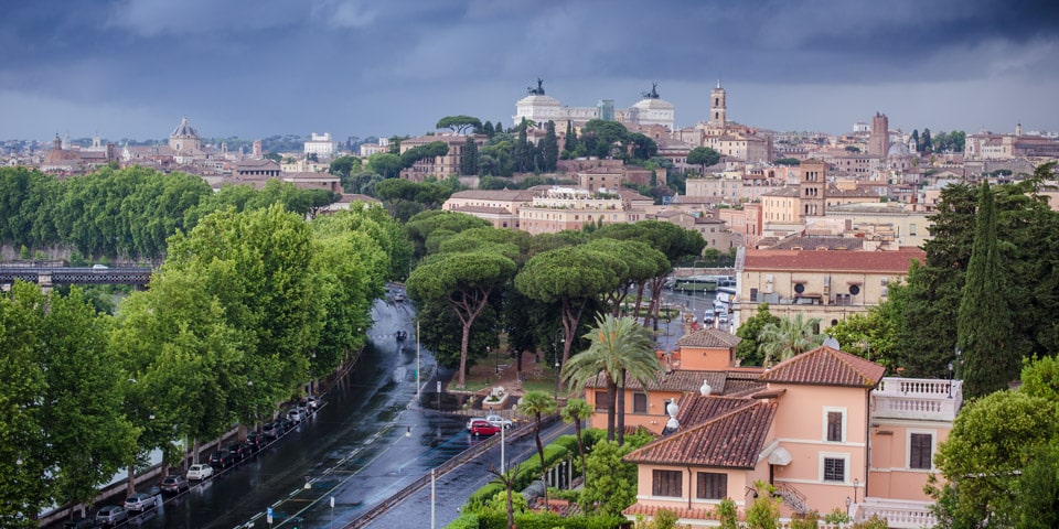 Telephoto view toward Villa Medici and the Altar of the Fatherland