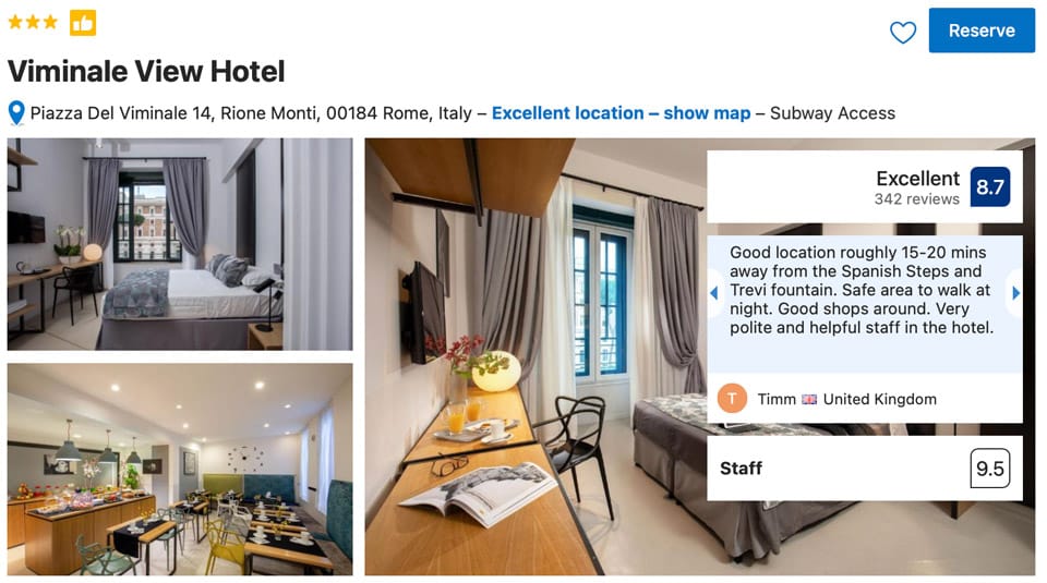 Viminale View Hotel near Termini Station