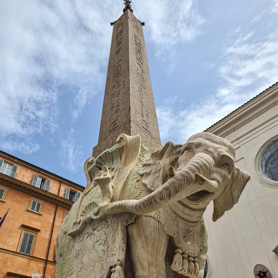 Bernini's elephant carrying the Minerva Obelisk in Piazza della Minerva, Rome