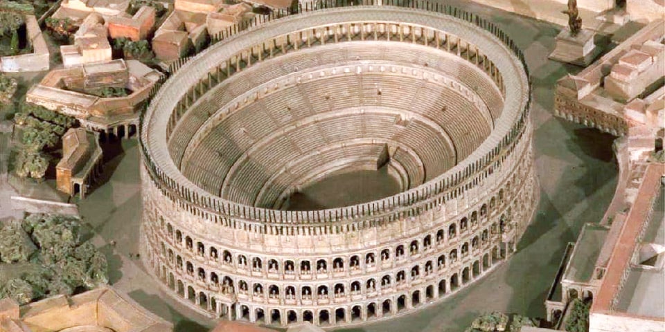 Roman Colosseum in the early ages reconstruction