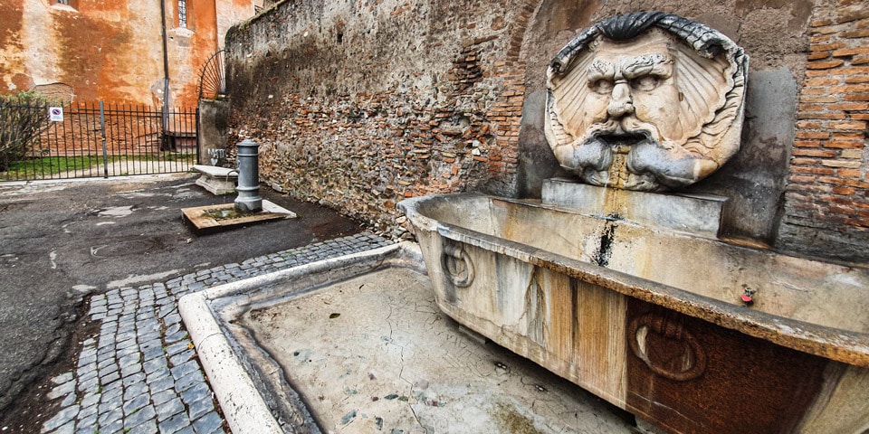 Drinking fountain next to Fontana del Mascherone di Santa Sabina Rome