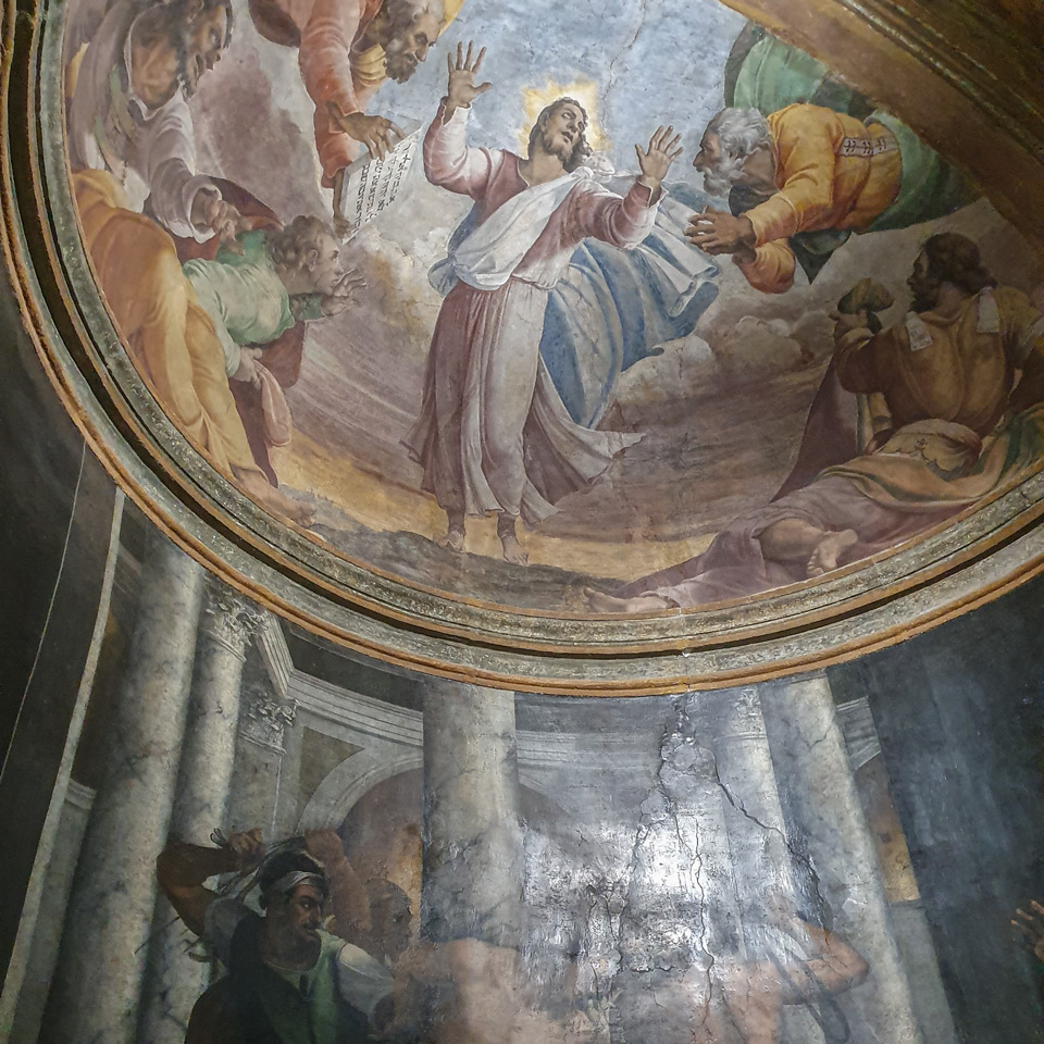Flagellation of Christ beneath the Transfiguration by Sebastiano del Piombo in San Pietro in Montorio