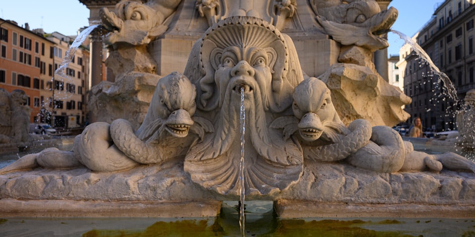 Fountain of the Pantheon fantasy dolphins detail Fountain of the Pantheon fantasy dolphins detail