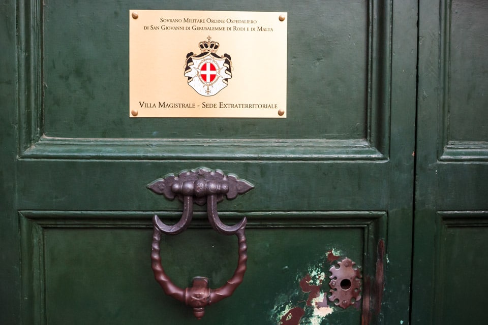 Knights of Malta keyhole plaque Aventine Hill Rome