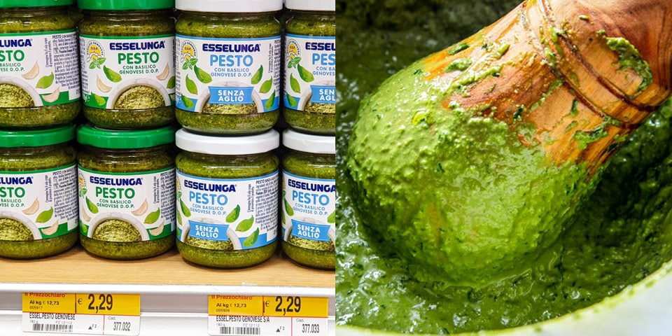 pine nuts in traditional italian pesto sause