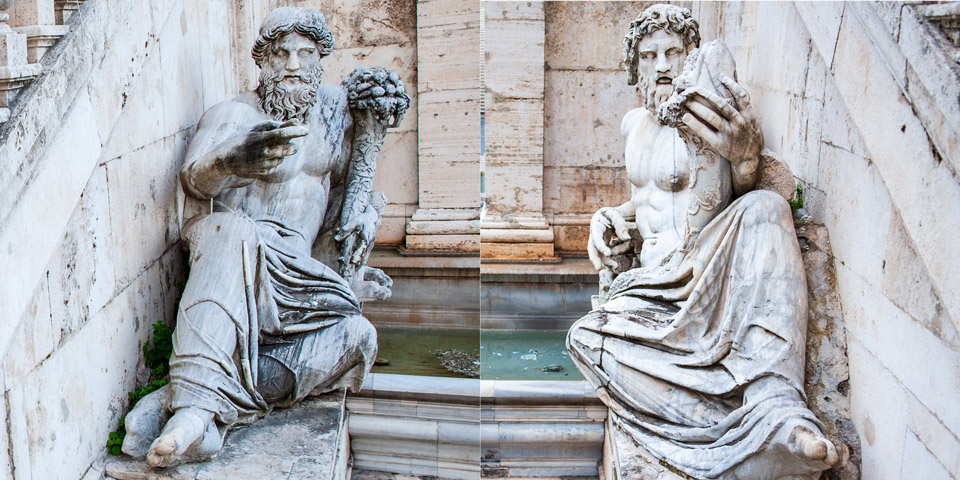 river gods representing the Tiber and Aniene Capitoline Hill Rome