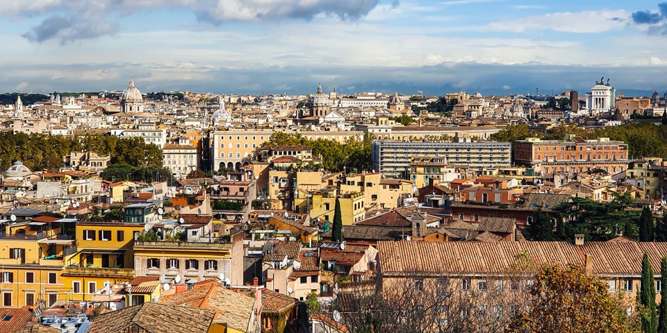 View from the Royal Academy of Spain over Trastevere towards the Vittoriano