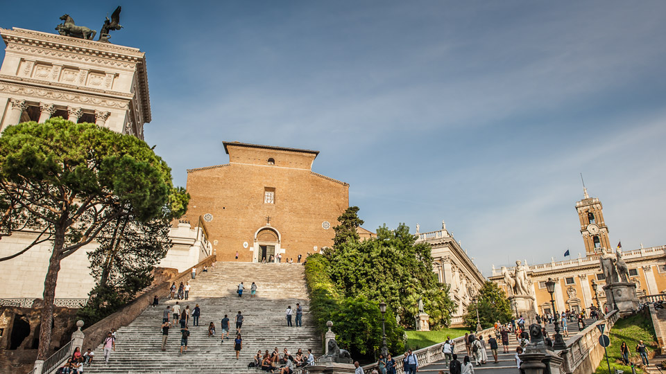 stairs leading to the Basilica of Santa Maria Aracelli and to the Capitoline Square
