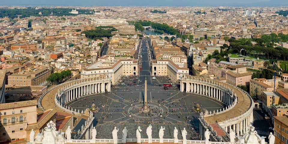 View on Saint Peter's square from the dome in The Vatican City State